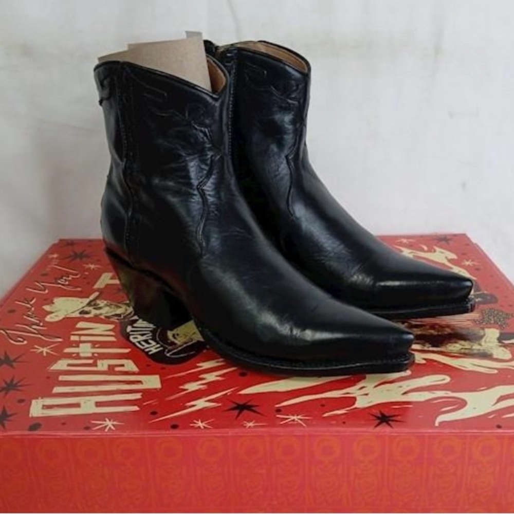 Heritage Boot Co Black Ankle Boots with Western Flair